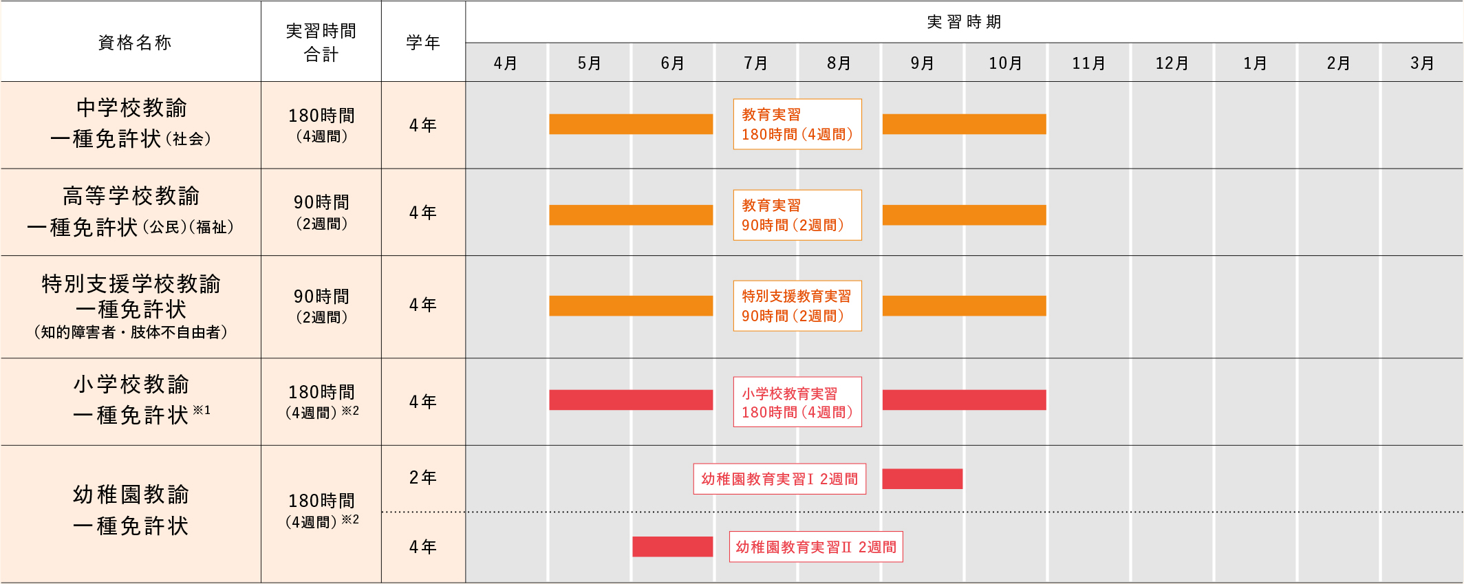 実習タイムスケジュール